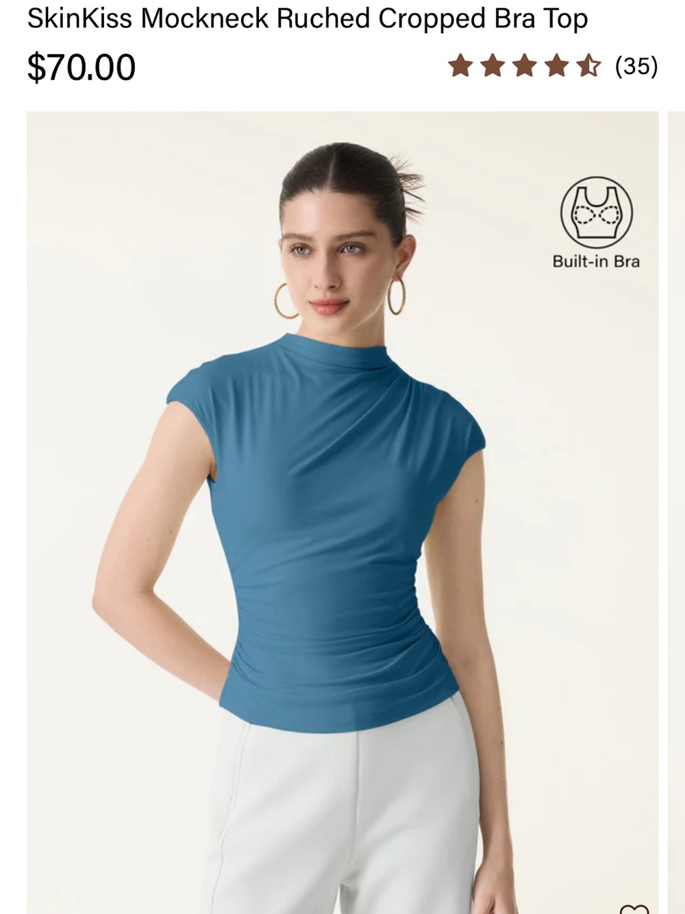 OGL Mockneck Ruched Cropped Tank Top in Teal